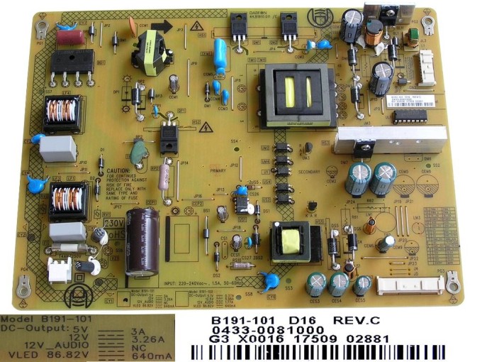 Napájecí zdrojový LCD modul B191-101D16 pro Toshiba TV
