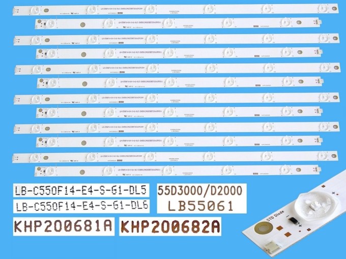 Sada LED podsvícení 12 pásků pro LCD TV Changhong 55" LB55061 DLED Backlight