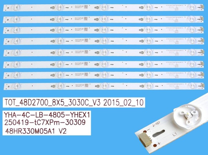 Kompletní LED podsvit sada 8 pásků 489mm pro Thomson 48" LCD TV