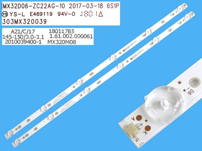 Sada LED podsvícení 32" LCD panel 2 pásky 580mm DLED TOTAL ARRAY