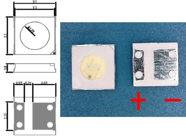 Samostatná LED dioda podsvitu 3535 / 3537 3V 1W UNI