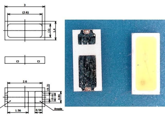 Samostatná LED dioda 3014 3V 0,5W Nichia pro podsvícení