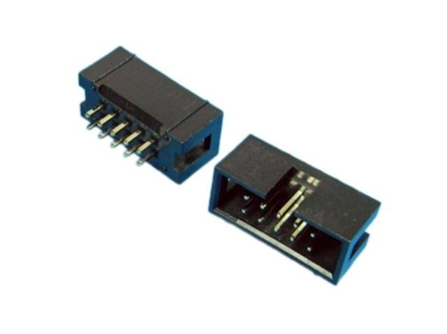 IDC konektor 10 pinů (2x5) RM2.54mm přímý pro ploché kabely do DPS