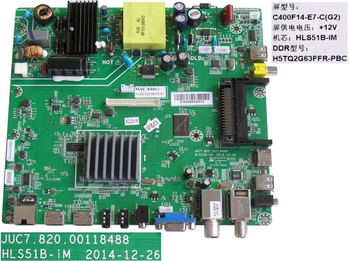 Základní deska LCD modulu Changhong LED40D3000ISX / Main board C400F14-E7-C(G2)