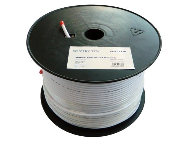 Koaxiální kabel 150m Zircon CCS 121 AL 5mm 75 Ohm bílý