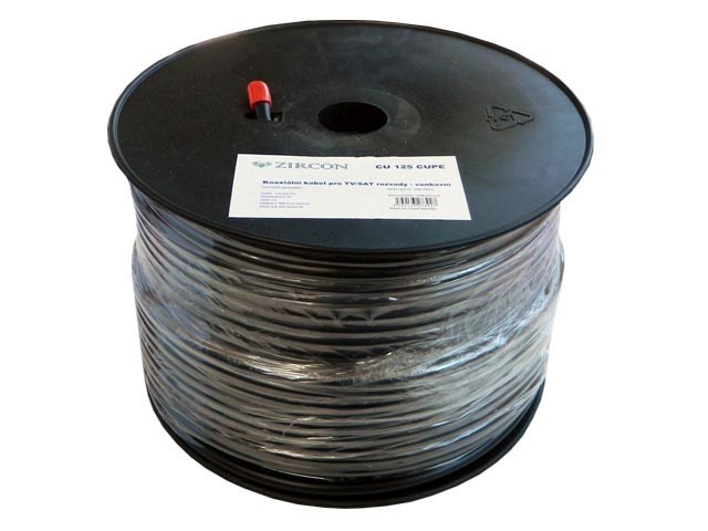 Koaxiální kabel Zircon CU 125, 100m, 75 Ohm, 6,8mm, černý