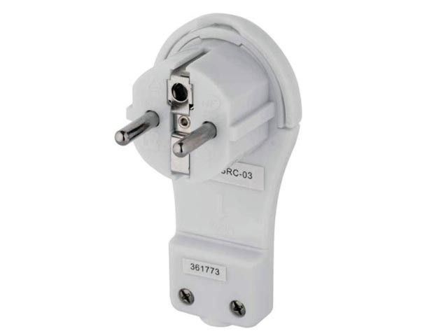 Úhlová vidlice pro prodlužovací kabel 230V 16A bílá