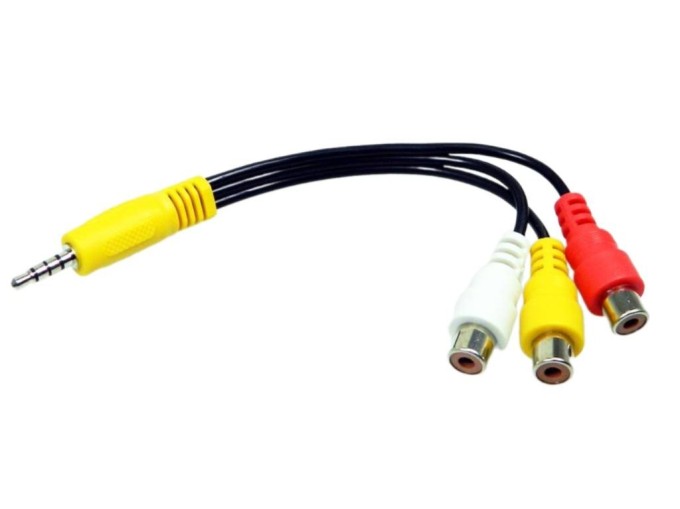 Redukční kabel 3.5mm jack 4pólový na 3x CINCH audio/video 0,1 m