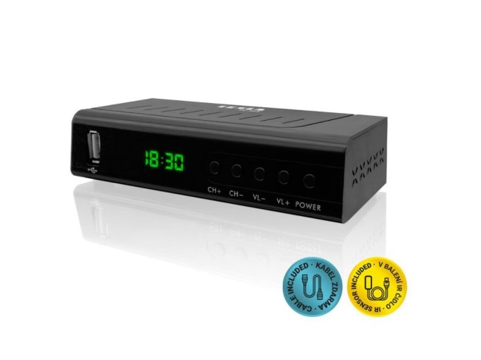 Set-top box DVB-T2 HEVC TESLA TE-323 černý