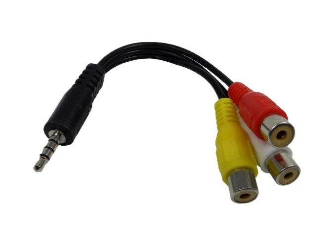 Redukční kabel 3.5mm jack 4pólový na 3x CINCH audio a video 13 cm