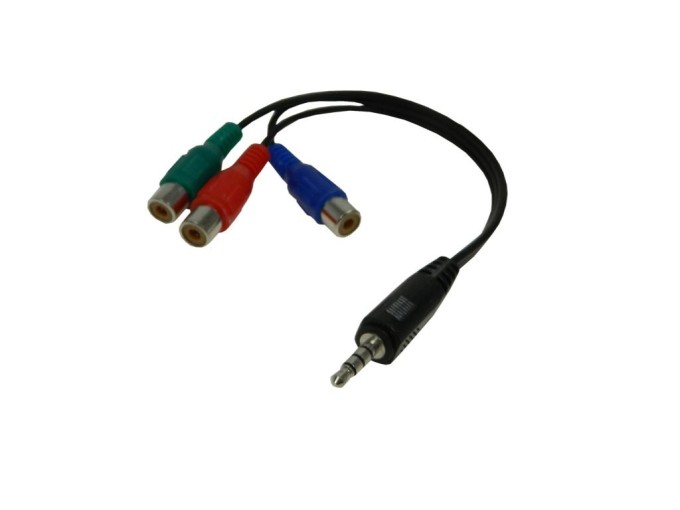 Redukční kabel 3.5mm jack 4pól / 3x CINCH R+G+B, 23 cm