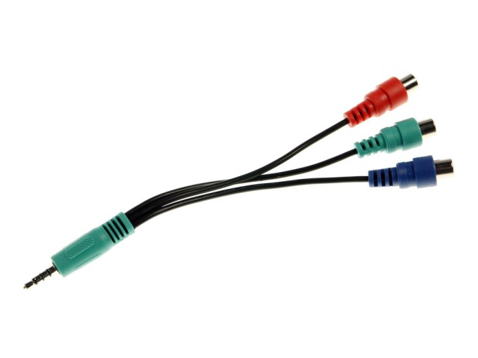 Redukční kabel 3.5mm jack 4pól / 3x CINCH RGB 0,1m