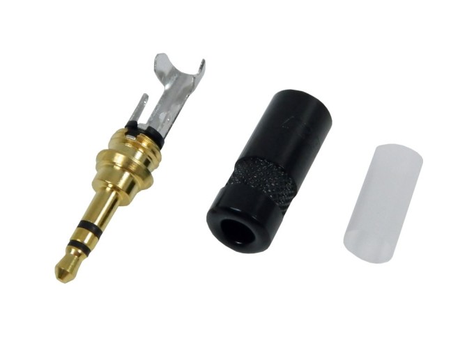 Stereo konektor JACK 3,5 mm pozlacený sameček s plastovým pouzdrem