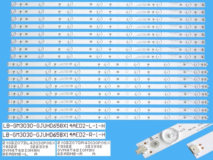 Sada LED podsvícení pro 65" LCD panel Philips 705TLB6543030P06X, 16 pásků