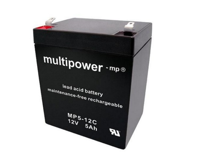 Olověný akumulátor 12V 5Ah MP5-12C s konektory 6.3mm
