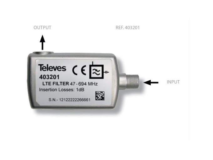 LTE filtr Televes 403201 s propustností 5-694 MHz