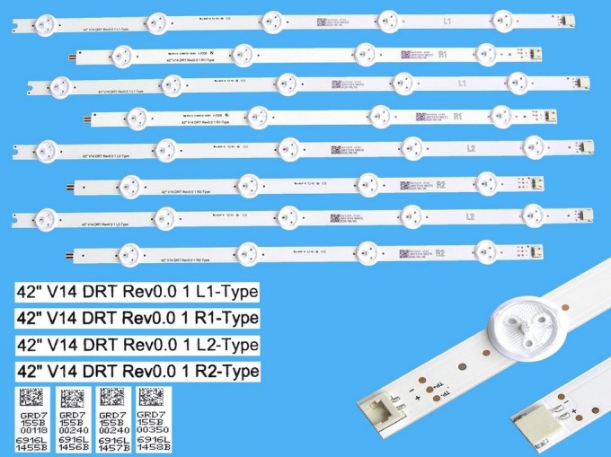 Sada LED podsvícení pro Philips 42" LCD panel 210BZ12D09339DH00L, 8 pásků 843mm