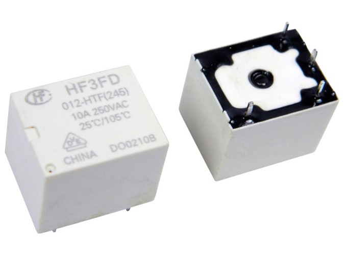 12V DC relé s 1 spínacím kontaktem 10A / 250V HF3FD 012-HTF