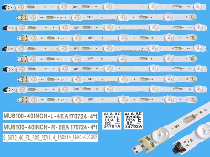 LED podsvitní sada 10 pásků Samsung BN96-34791A a BN96-34792A, 812 mm, 9 D-LED
