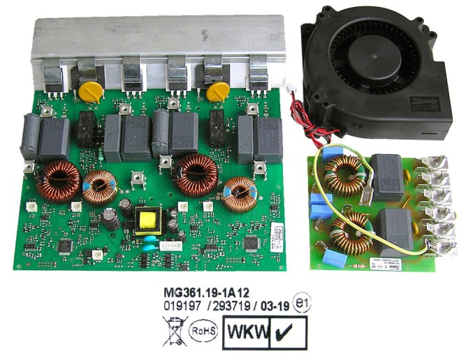 Výkonový modul elektroniky se síťovým filtrem a ventilátorem pro indukční varnou desku Amico