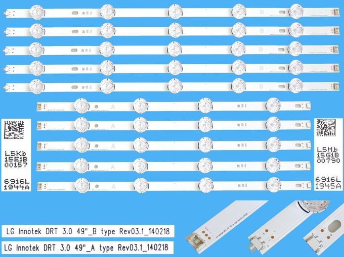 LED podsvitní sada 10 pásků pro LCD TV LG 49" DLED TOTAL ARRAY