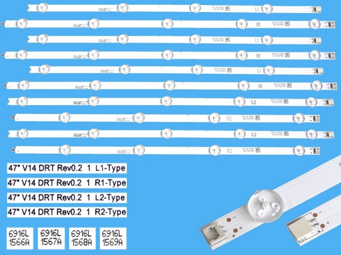 LED podsvitní sada pro LG 47LN-V14AL 10 pásků DLED TOTAL ARRAY 47" V14 DRT Rev0.2