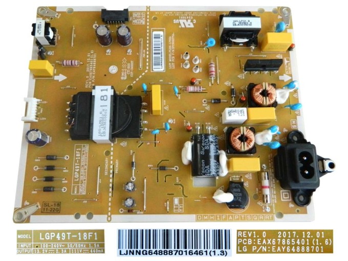 Napájecí zdrojová deska LCD modulu EAY64888701 pro TV LG 49"