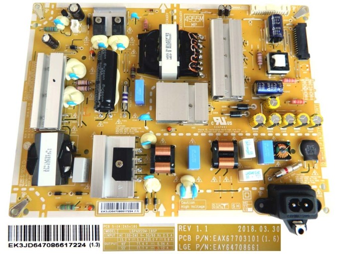 Napájecí zdrojová deska LCD modulu EAY64708661 pro LG TV 55"