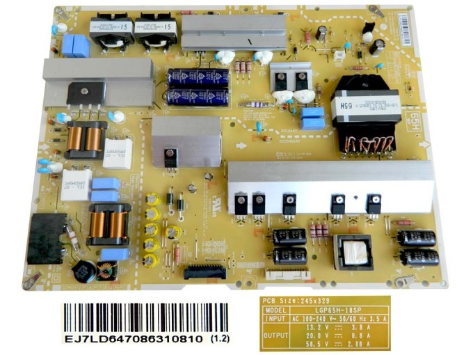Napájecí zdrojová deska LCD modulu EAY64708631 pro LG 65" TV