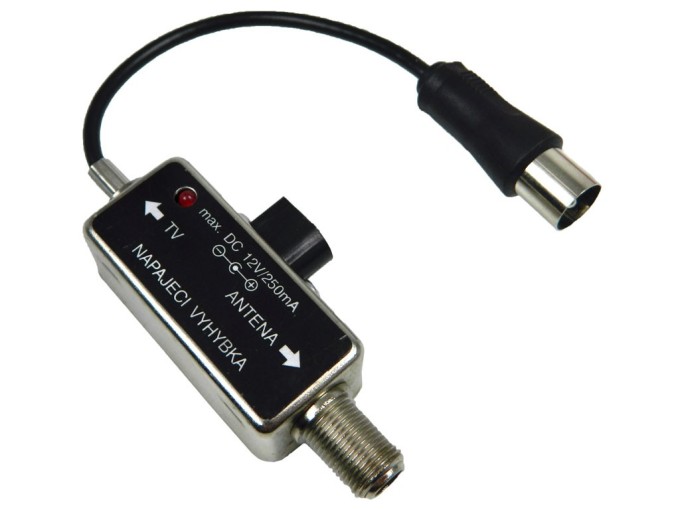 Napájecí anténní výhybka 12V DC s F a IEC konektory