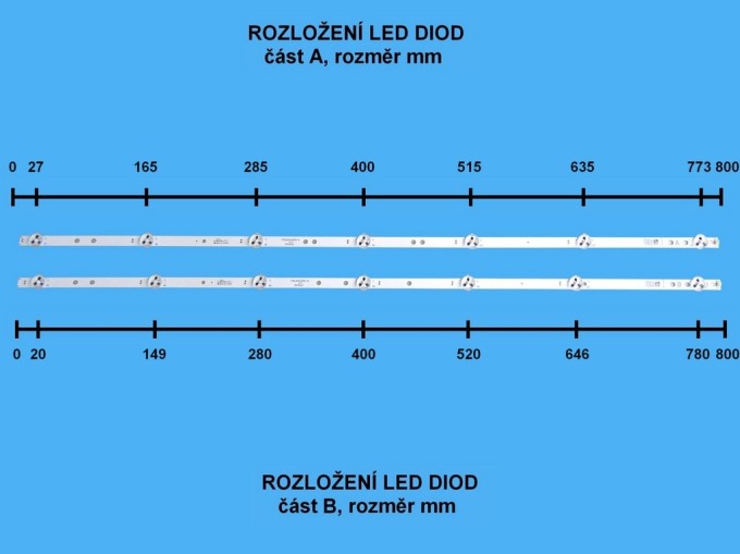 Sada LED podsvícení Vestel 17DLB43VER13 s 3 pásky 800mm pro 43" TV