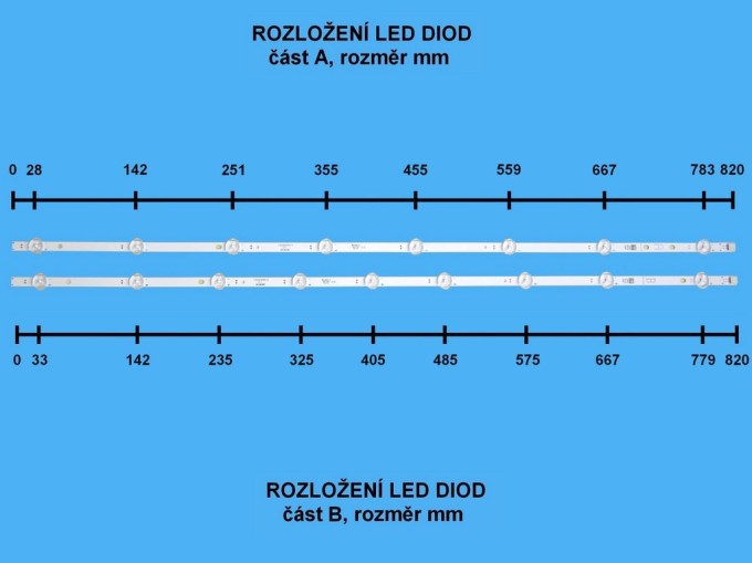 Sada LED podsvícení Vestel 17DLB43VER3 se 4 pásky 820mm pro LCD TV