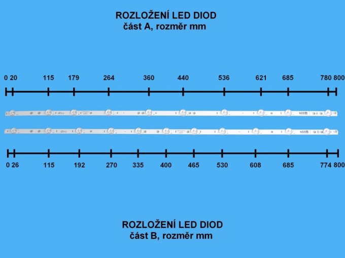 Sada LED podsvícení Vestel 17DLB43VER4 s 3 pásky 800mm pro LCD TV