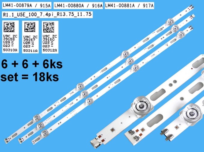LED podsvit kompletní sada pro Samsung 75CU7172 LCD TV 18 kusů BN96-50310A/B/C a LM41-00879A/B/C