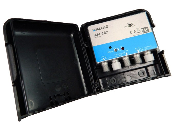 ALCAD AM-187 anténní zesilovač se 2 vstupy FM (DAB) a UHF LTE700 potlačením