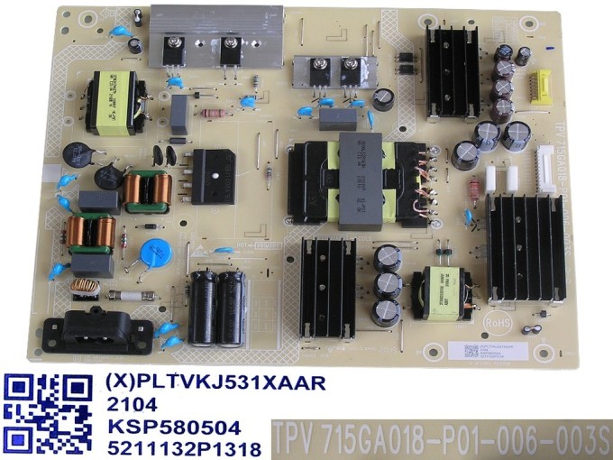 Napájecí zdrojová deska pro LCD TV Philips PLTVKJ531XAAR 715GA018-P01-006-003S