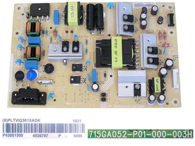Napájecí zdrojová deska LCD modulu Philips PLTVIQ361XADK 715GA052-P01-000-003H