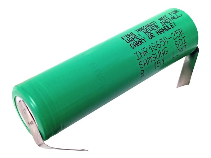 Li-Ion akumulátor 3,6V 2500mAh Samsung INR18650-25R s pájecími vývody typu U