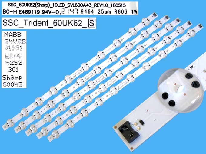 Sada LED podsvícení 670mm pro LG 60" LCD TV - 5 pásků DLED Backlight