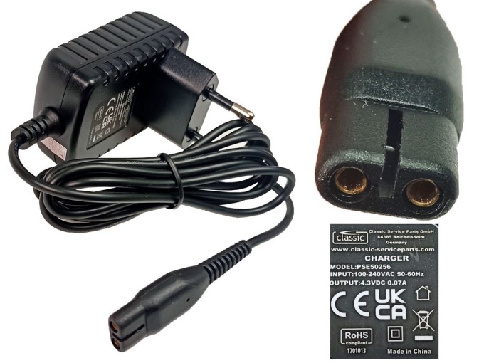 Napájecí adaptér s kabelem pro holící strojek Philips 4,3V 0,07A