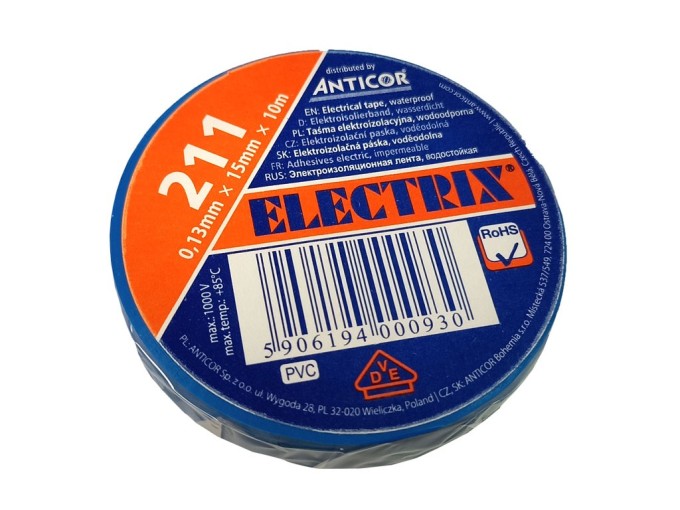 Modrá izolační páska ELECTRIX 15 mm široká
