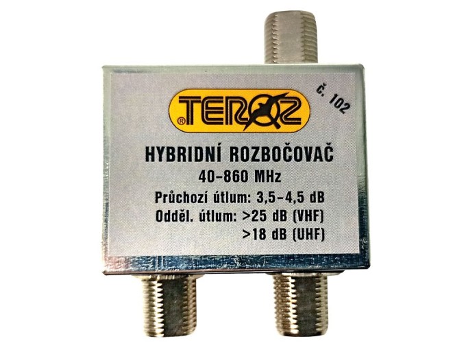 Hybridní anténní rozbočovač TV s 2 výstupy typ 102 F