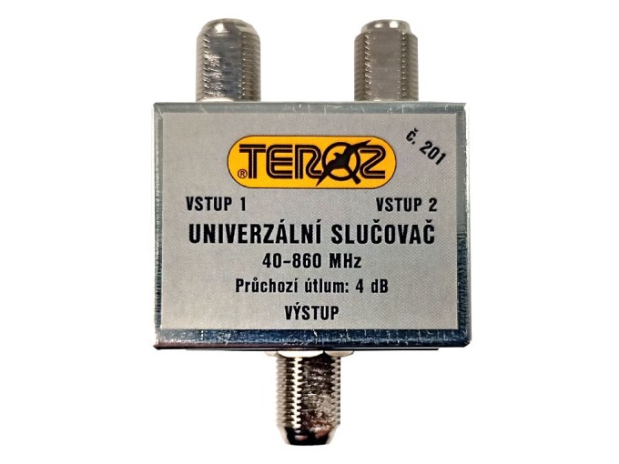 Univerzální anténní slučovač TV s 2 F vstupy TEROZ č.201