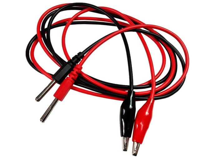 Měřicí kabel s banánkovým konektorem a krokosvorkou, 100 cm, černá/červená