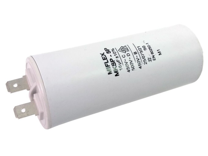 Motorový rozběhový kondenzátor 16uF 450/500V MIFLEX s konektory