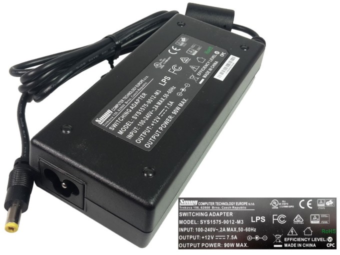 Univerzální impulzní napájecí zdroj 12V 7,5A s konektorem 5,5x2,1 mm