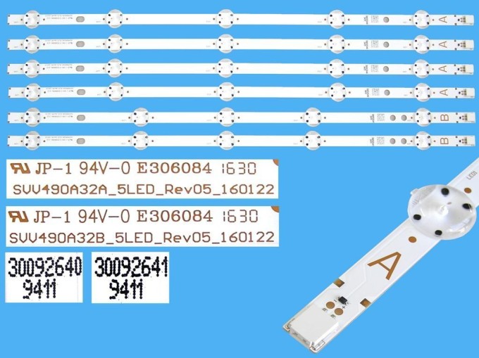 Sada LED podsvícení 460mm pro LCD TV Vestel 490DRT VNB, 6 pásků