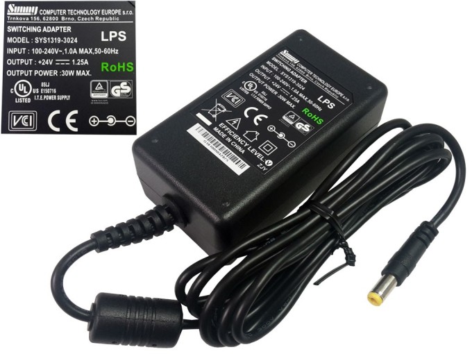 Univerzální impulzní napájecí zdroj 24V 1,25A s konektorem 5,5x2,1 mm