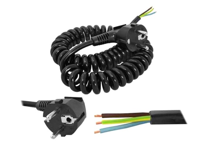 Flexošňůra kroucená 3x1,5 mm², 5 m, černá s volným koncem