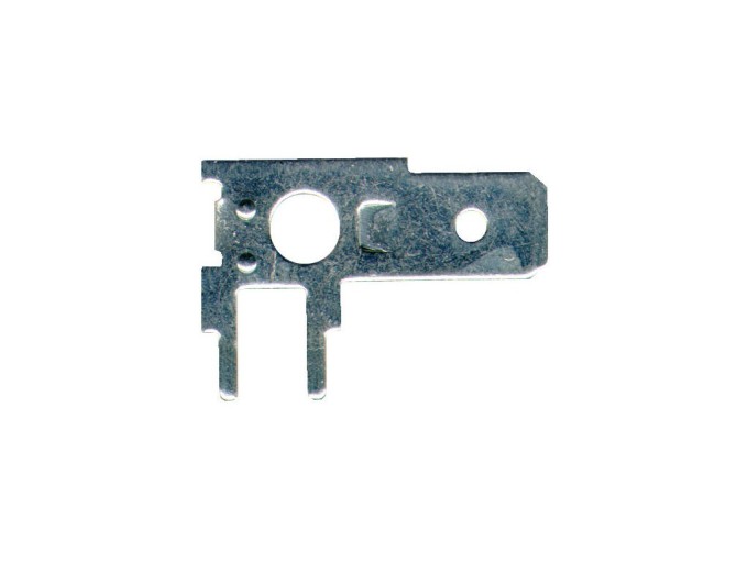 Faston konektor kolík 6,3x0,8mm do PCB 90° s roztečí 5,08mm, pocíněná mosaz